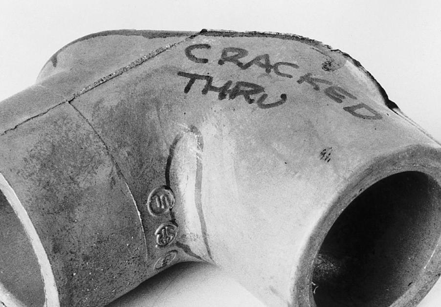 Surface cracking in a hot area, typically in an inside corner of the casting (1X).