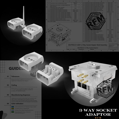 3-Way Adaptor Plastic Injection Mold (RFM)